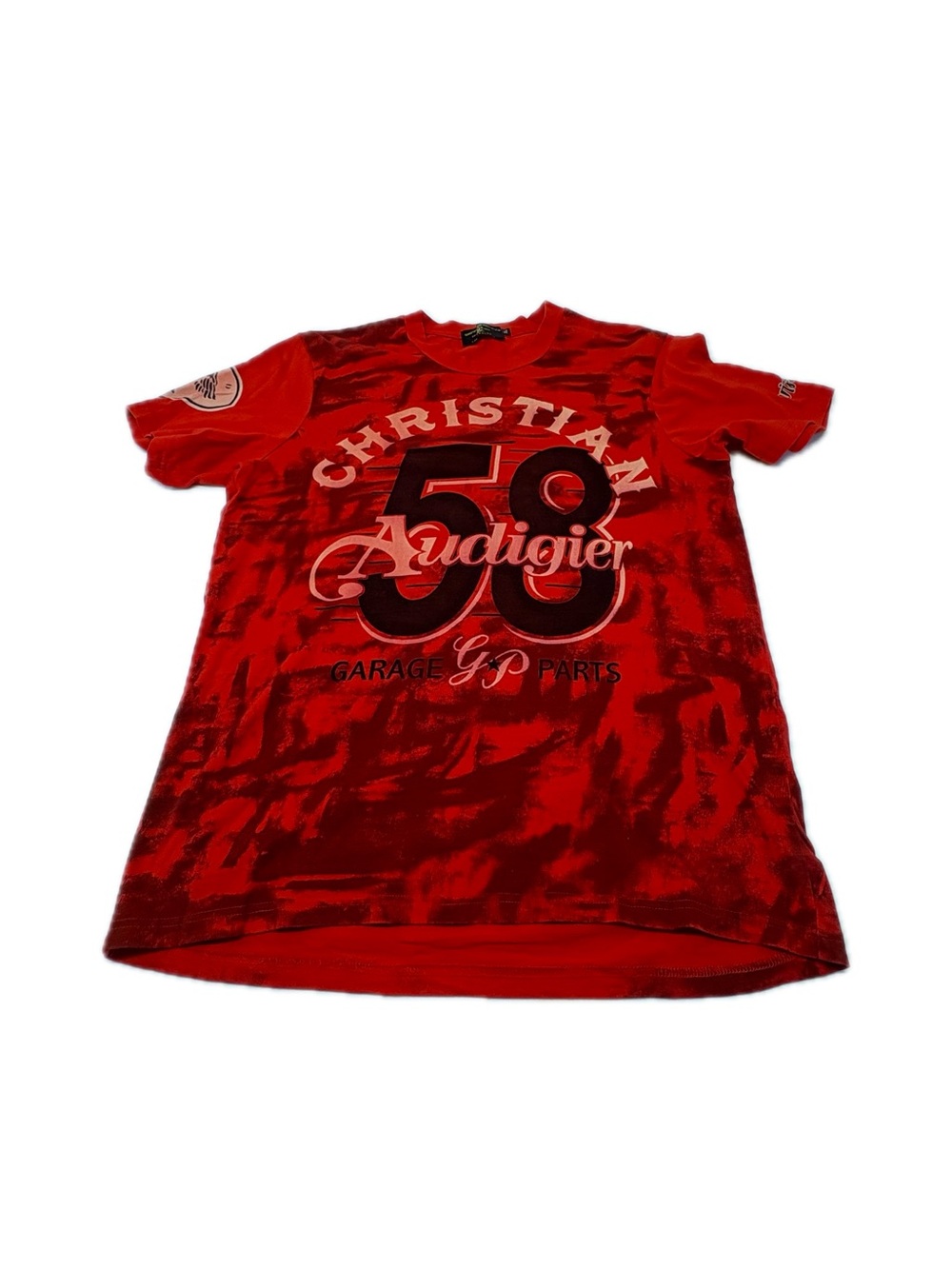 Vintage Christian Audigier Garage Parts Red Graphic Tee XL Fits Large 21 P2P